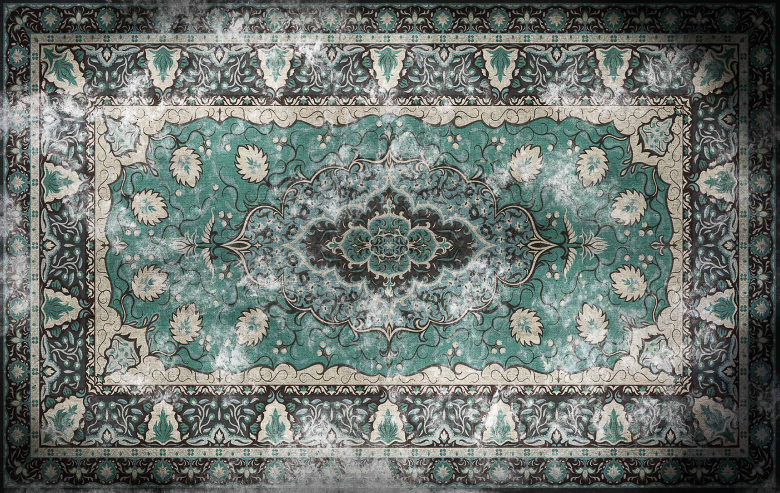 Floral rug Turquoise