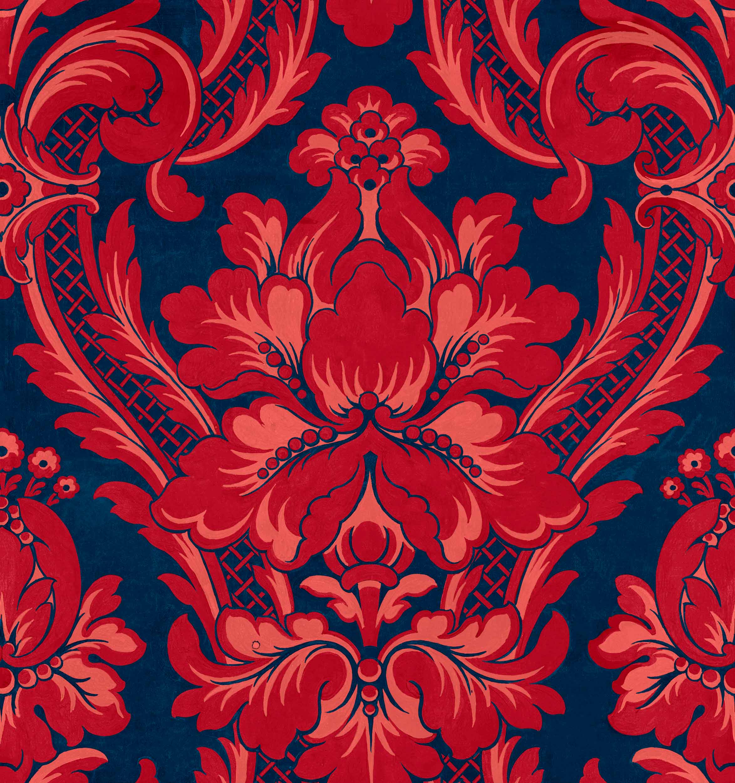 Venetian Damask Vermilion